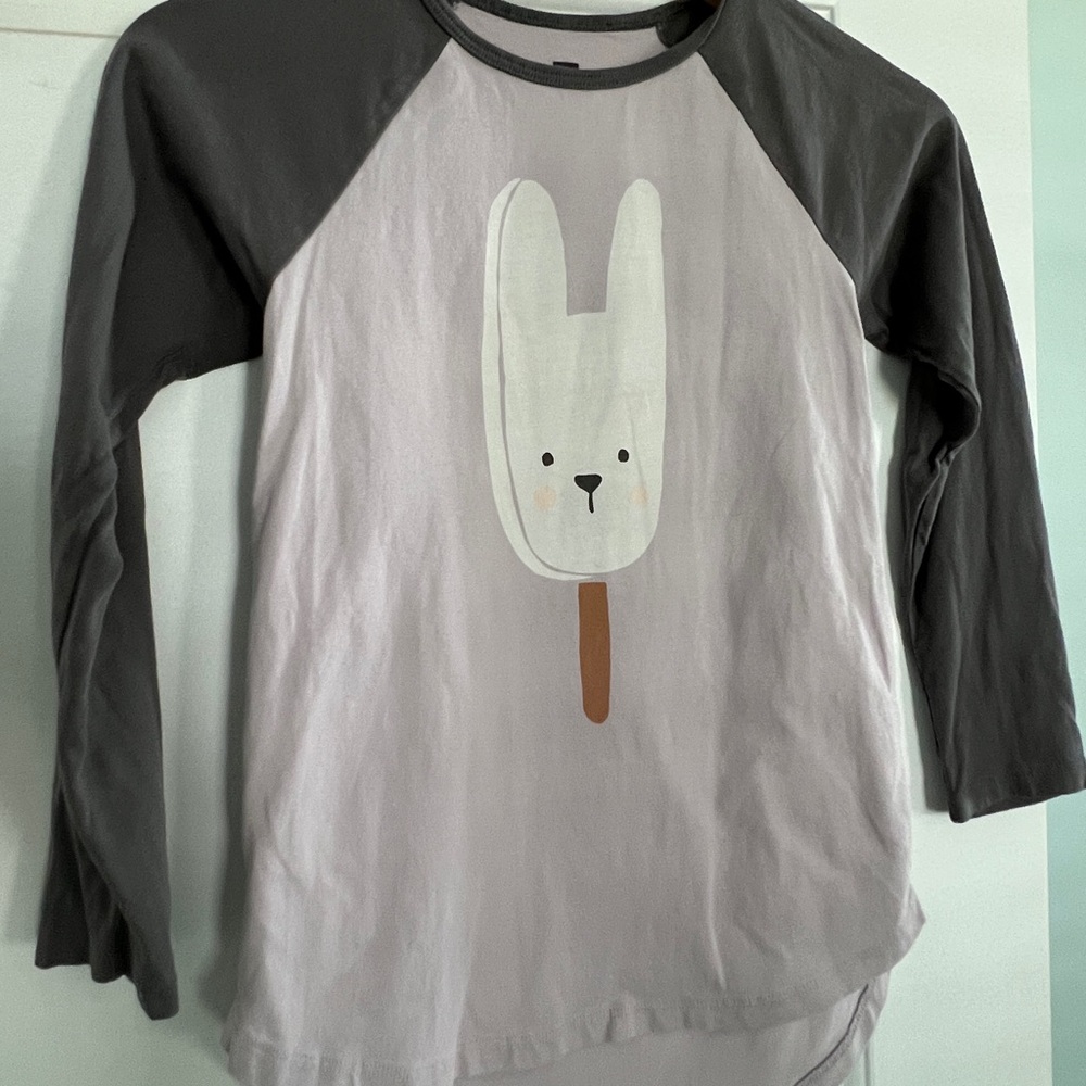Tea Collection Charcoal and pale lilac  Bunny Long Sleeve Tee
